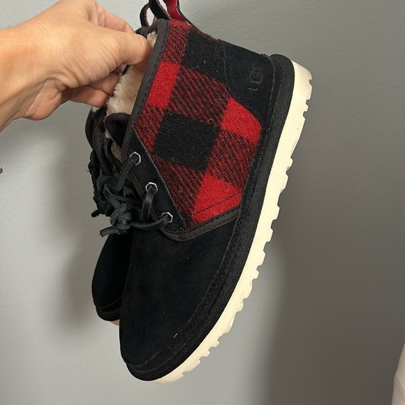 UGG Neumel Plaid Black Suede Boots with Leather Lace Fleece Lining size  US 5 - Picture 8 of 16